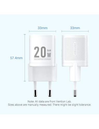 MOBILE CHARGER WALL 20W USB-C/1P BLACK FEPB0-EU VENTION