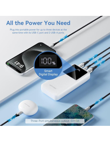 POWER BANK USB 20000MAH 22.5W/WHITE FHLW0 VENTION