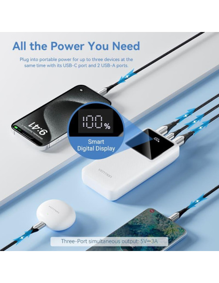 POWER BANK USB 20000MAH 22.5W/WHITE FHLW0 VENTION
