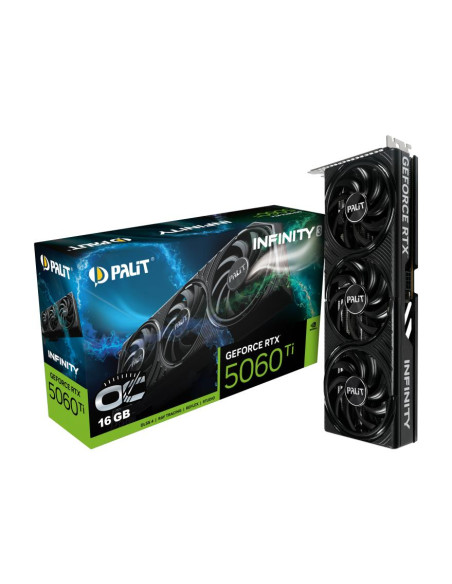 Graphics Card, PALIT, NVIDIA, GeForce RTX 5060 Ti, 2407 MHz, 16 GB, GDDR7, 128 bit, PCI Express 5.0, Active, NE7506TS19T1-GB206