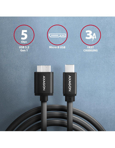 CABLE USB-C TO MICRO-B 1M/SPEED BLK BUMM3-CM10AB AXAGON