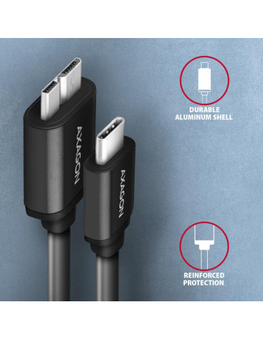 CABLE USB-C TO MICRO-B 1M/SPEED BLK BUMM3-CM10AB AXAGON