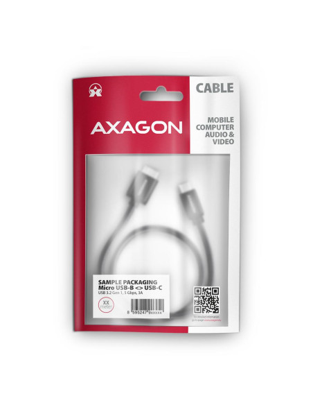 CABLE USB-C TO MICRO-B 1M/SPEED BLK BUMM3-CM10AB AXAGON