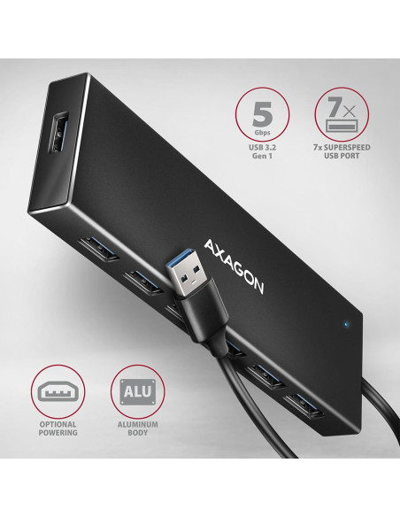 I/O HUB USB3.2 7PORT FLAT/1M HUE-F7A AXAGON