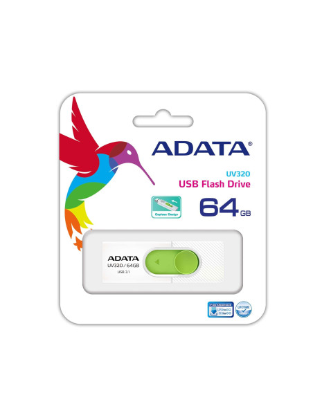 MEMORY DRIVE FLASH USB3.1 64GB/WHITE AUV320-64G-RWHGN ADATA