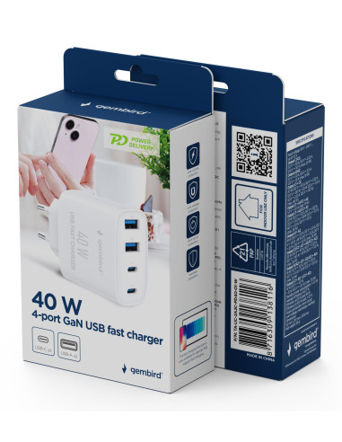 CHARGER USB UNIVERSAL 4P 40W/TA-UC-2A2C-PD40-01-W GEMBIRD