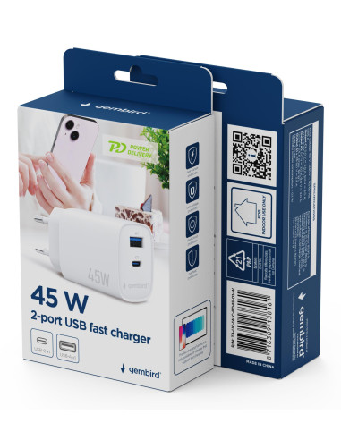 CHARGER USB UNIVERSAL 2P 45W/TA-UC-1A1C-PD45-01-W GEMBIRD