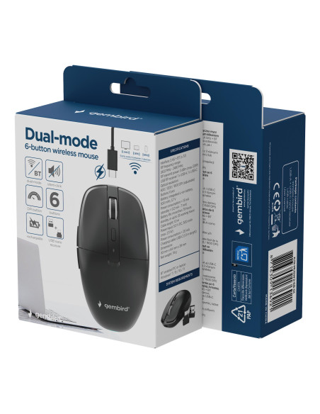 MOUSE USB OPTICAL WRL/MUSW2-6B-01 GEMBIRD