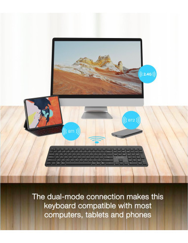 KEYBOARD WRL SLIM 2.4G+BT US/KB-WPS-03 GEMBIRD