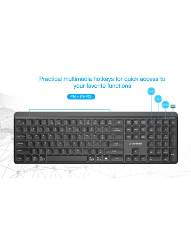 KEYBOARD WRL SLIM 2.4G+BT US/KB-WPS-03 GEMBIRD