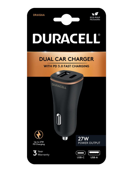 MOBILE CHARGER CAR USB/2P DR6026A DURACELL