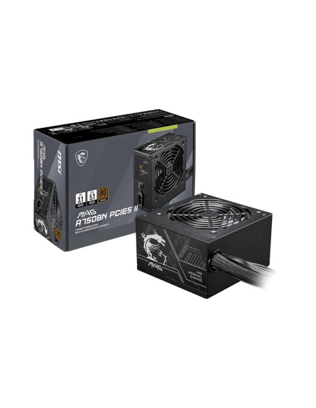 Power Supply, MSI, MAG A750BN PCIE5 II, ATX, PC, 100 - 240 V, 750 W, MAGA750BNPCIE5II