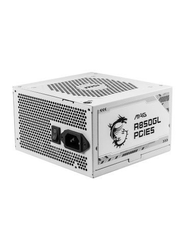Power Supply, MSI, 850 Watts, Efficiency 80 PLUS GOLD, PFC Active, MAGA850GLPCIE5WHITE