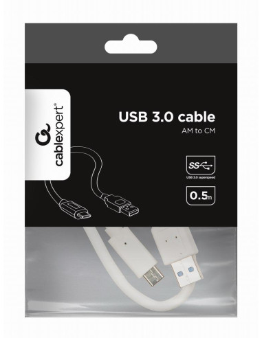 CABLE USB-C TO USB3 0.5M WHITE/CCP-USB3-AMCM-W-0.5M GEMBIRD