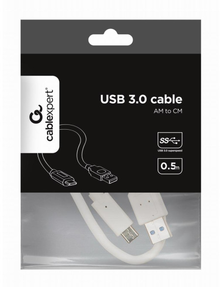 CABLE USB-C TO USB3 0.5M WHITE/CCP-USB3-AMCM-W-0.5M GEMBIRD