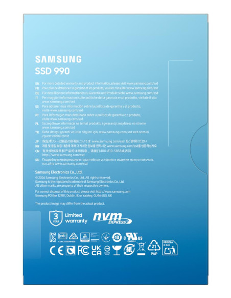 SSD, SAMSUNG, 1 TB, M.2, PCI Express 4.0, NVMe Yes, Write speed 6450 MB/s, Read speed 7150 MB/s, MTBF 1500000 h, Box, MZ-V9V1T0