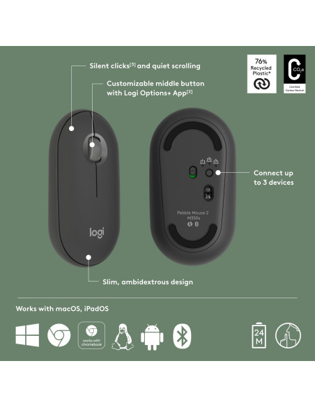 MOUSE USB OPTICAL WRL M350S/BLACK 910-007015 LOGITECH