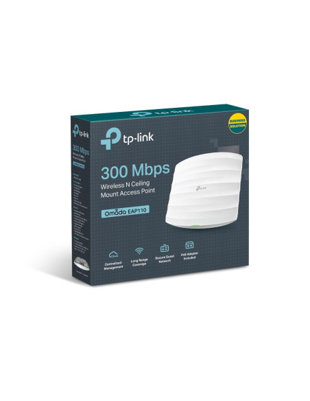 Access Point, TP-LINK, Omada, 300 Mbps, IEEE 802.11b, IEEE 802.11g, IEEE 802.11n, 1xRJ45, Number of antennas 2, EAP110