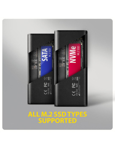 SSD ACC ENCLOSURE M.2 NVME/SATA USB-C EEM2-SD2B AXAGON
