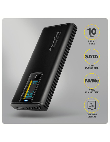SSD ACC ENCLOSURE M.2 NVME/SATA USB-C EEM2-SD2B AXAGON
