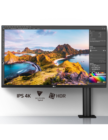 LCD Monitor, LG, 31.5", Panel IPS, 3840x2160, 16:9, 60Hz, 5 ms, Speakers, Swivel, Pivot, Height adjustable, Tilt, Colour Black,