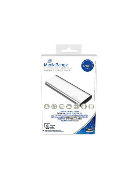 External SSD, MEDIARANGE, Read speed 450 MB/s, Write speed 420 MB/s, Form factor M.2, NVMe Yes, 120 GB, MR1100