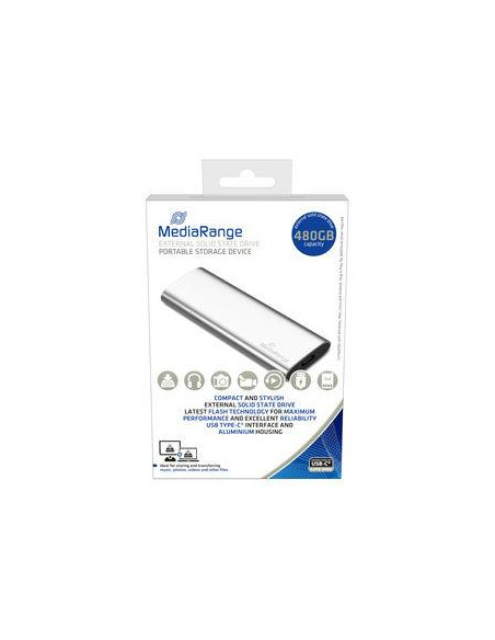 External SSD, MEDIARANGE, Read speed 450 MB/s, Write speed 420 MB/s, Form factor M.2, NVMe Yes, 480 GB, MR1102