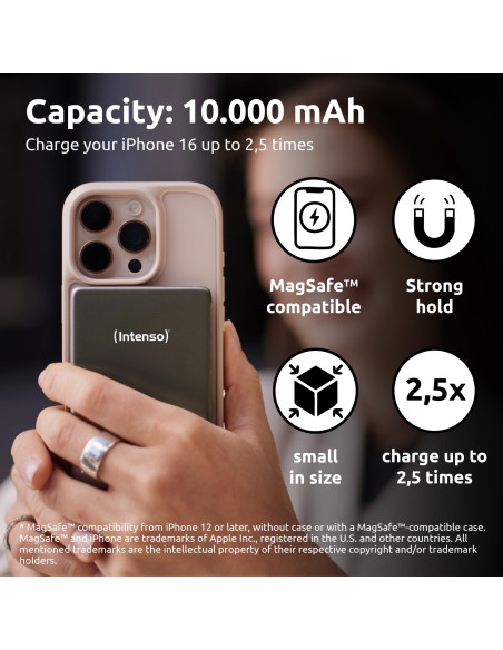 POWER BANK USB 10000MAH MAG/GREY 7344034 INTENSO