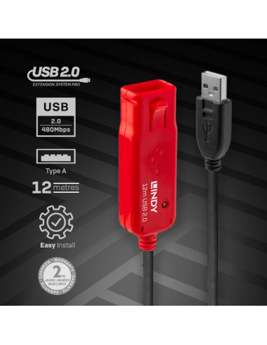 CABLE USB2 EXTENSION 12M/42782 LINDY
