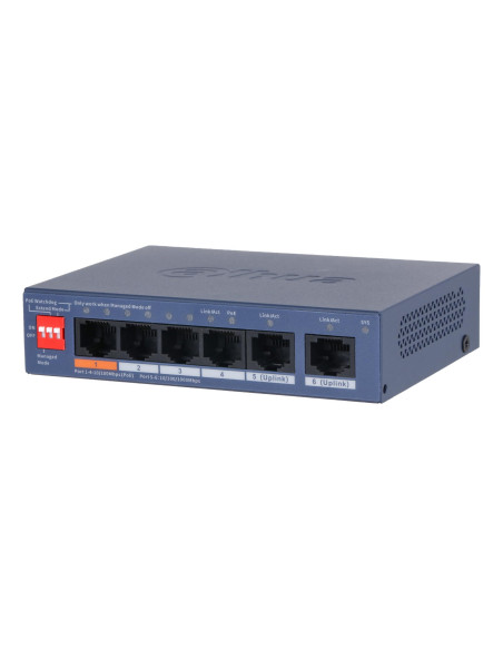 Switch, DAHUA, DH-CS4006-4ET2GT-60, Switch layer L2, 2xRJ-45 ports, RJ-45 Ports Type Fast Ethernet (10/100), 4xGigabit Ethernet