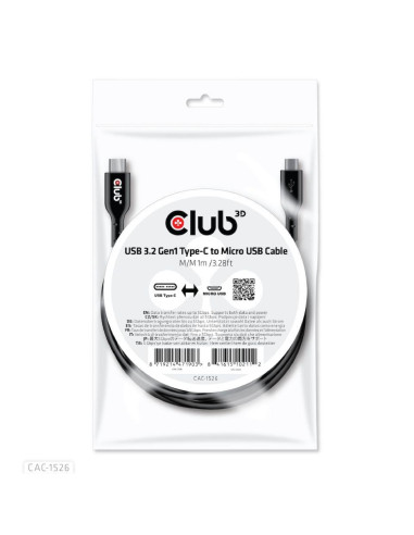 CABLE USB TO MICRO USB 1M/M/M CAC-1526 CLUB3D