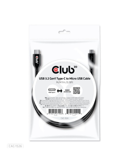 CABLE USB TO MICRO USB 1M/M/M CAC-1526 CLUB3D