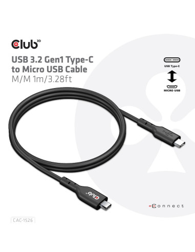 CABLE USB TO MICRO USB 1M/M/M CAC-1526 CLUB3D