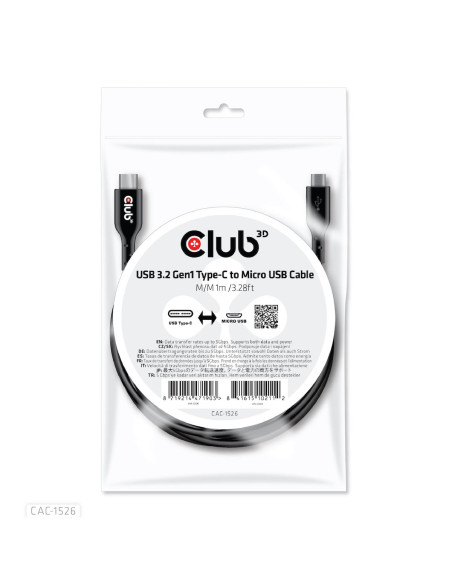 CABLE USB TO MICRO USB 1M/M/M CAC-1526 CLUB3D