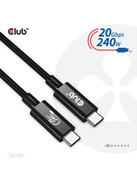 CABLE USB-C TO USB-C 2M/M/M CAC-1575 CLUB3D