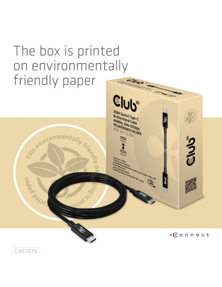 CABLE USB-C TO USB-C 2M/M/M CAC-1575 CLUB3D