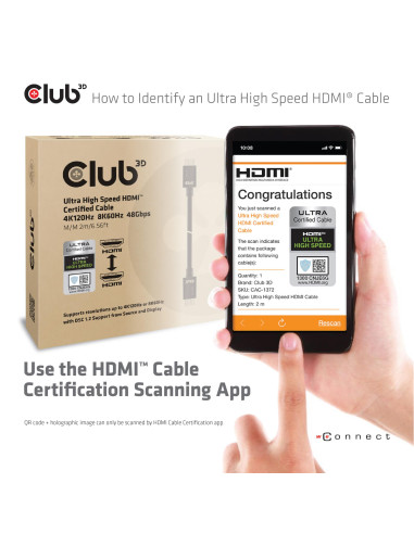 CABLE HDMI TO HDMI 3M/M/M CAC-1373 CLUB3D