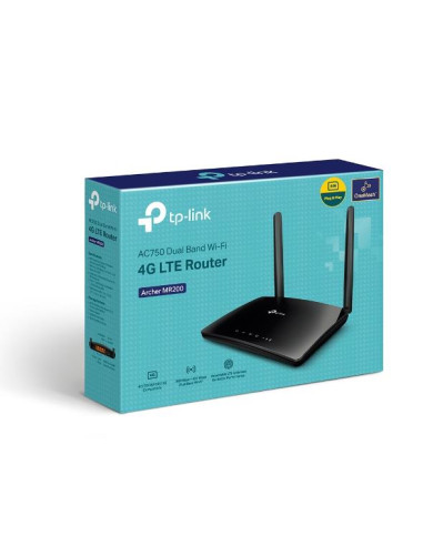 Wireless Router, TP-LINK, Router, 750 Mbps, LAN WAN ports 1, Number of antennas 2, 4G, ARCHERMR202
