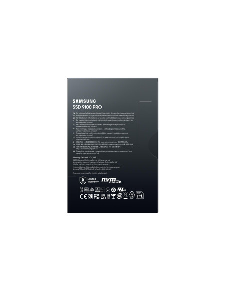 SSD, SAMSUNG, 9100 PRO, 4TB, M.2, PCIe Gen5, NVMe, TLC, Write speed 13400 MBytes/sec, Read speed 14800 MBytes/sec, 2.38mm, TBW 
