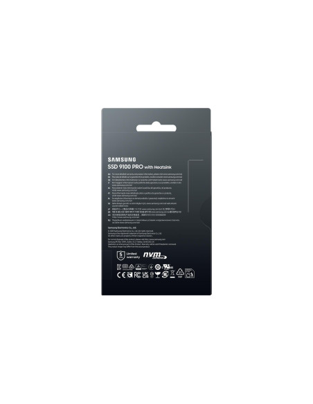SSD, SAMSUNG, 9100 PRO, 4TB, M.2, PCIe Gen5, NVMe, TLC, Write speed 13400 MBytes/sec, Read speed 14800 MBytes/sec, 2.38mm, TBW 
