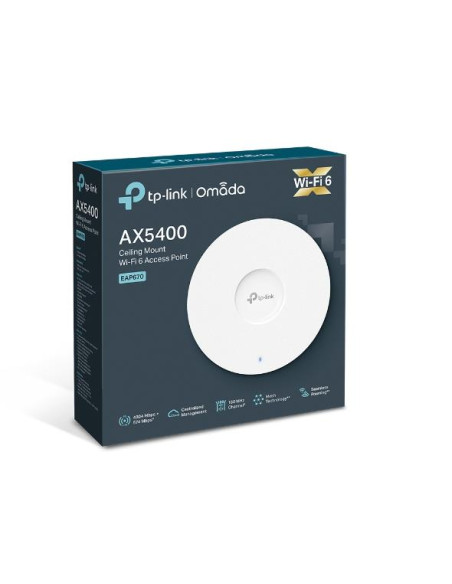 Access Point, TP-LINK, Omada, 5378 Mbps, IEEE 802.11a/b/g, IEEE 802.11n, IEEE 802.11ac, IEEE 802.11ax, 1xRJ45, EAP670