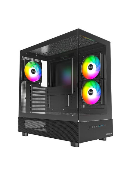 Case, MONTECH, XR, MidiTower, Not included, ATX, MicroATX, MiniITX, Colour Black, XR(B)
