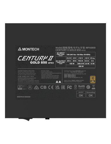 Power Supply, MONTECH, CENTURY II, ATX, 850 W, CENTURYII850