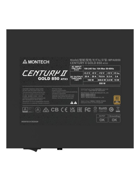 Power Supply, MONTECH, CENTURY II, ATX, 850 W, CENTURYII850