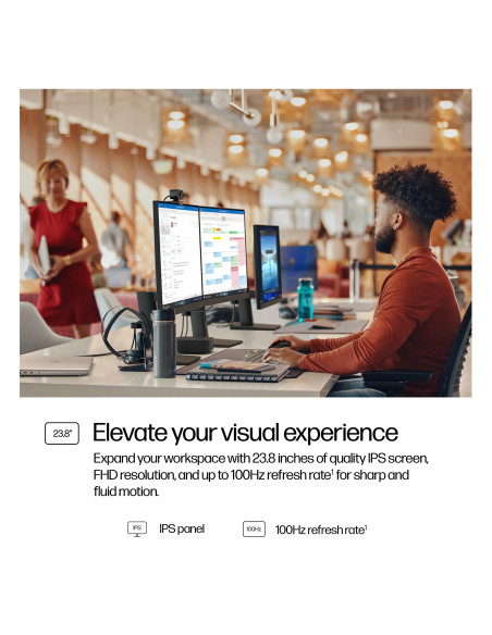 LCD Monitor, HP, 23.8 ", 1920 x 1080 pixels, Full HD, Native aspect ratio 16:9, LCD, Flat, B0BU9UT
