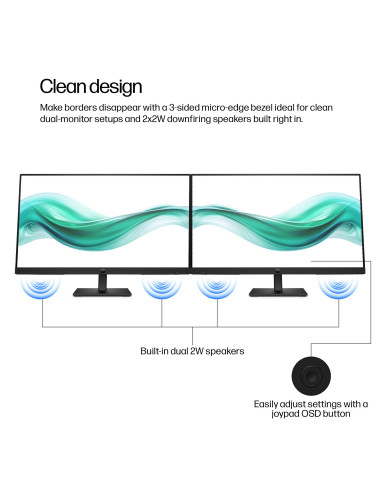 LCD Monitor, HP, 23.8 ", 1920 x 1080 pixels, Full HD, Native aspect ratio 16:9, LCD, Flat, B0BU9UT