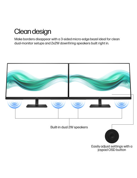 LCD Monitor, HP, 23.8 ", 1920 x 1080 pixels, Full HD, Native aspect ratio 16:9, LCD, Flat, B0BU9UT
