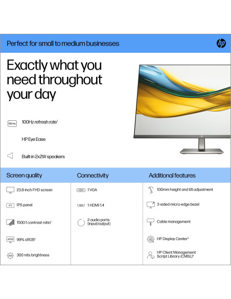 LCD Monitor, HP, 23.8 ", 1920 x 1080 pixels, Full HD, Native aspect ratio 16:9, LCD, Flat, B11W5AT