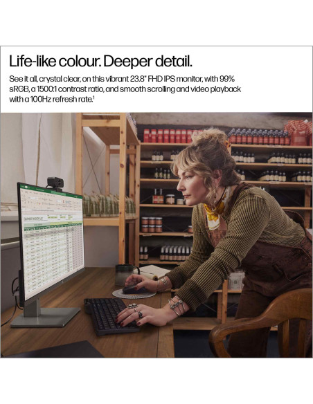 LCD Monitor, HP, 23.8 ", 1920 x 1080 pixels, Full HD, Native aspect ratio 16:9, LCD, Flat, B11W5AT