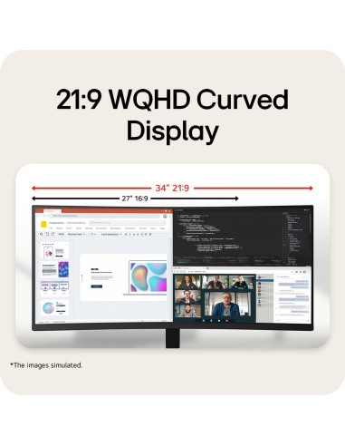 LCD Monitor, LG, 34 ", 3440 x 1440 pixels, UltraWide Quad HD, Native aspect ratio 21:9, LCD, Curved, 34U601B-B